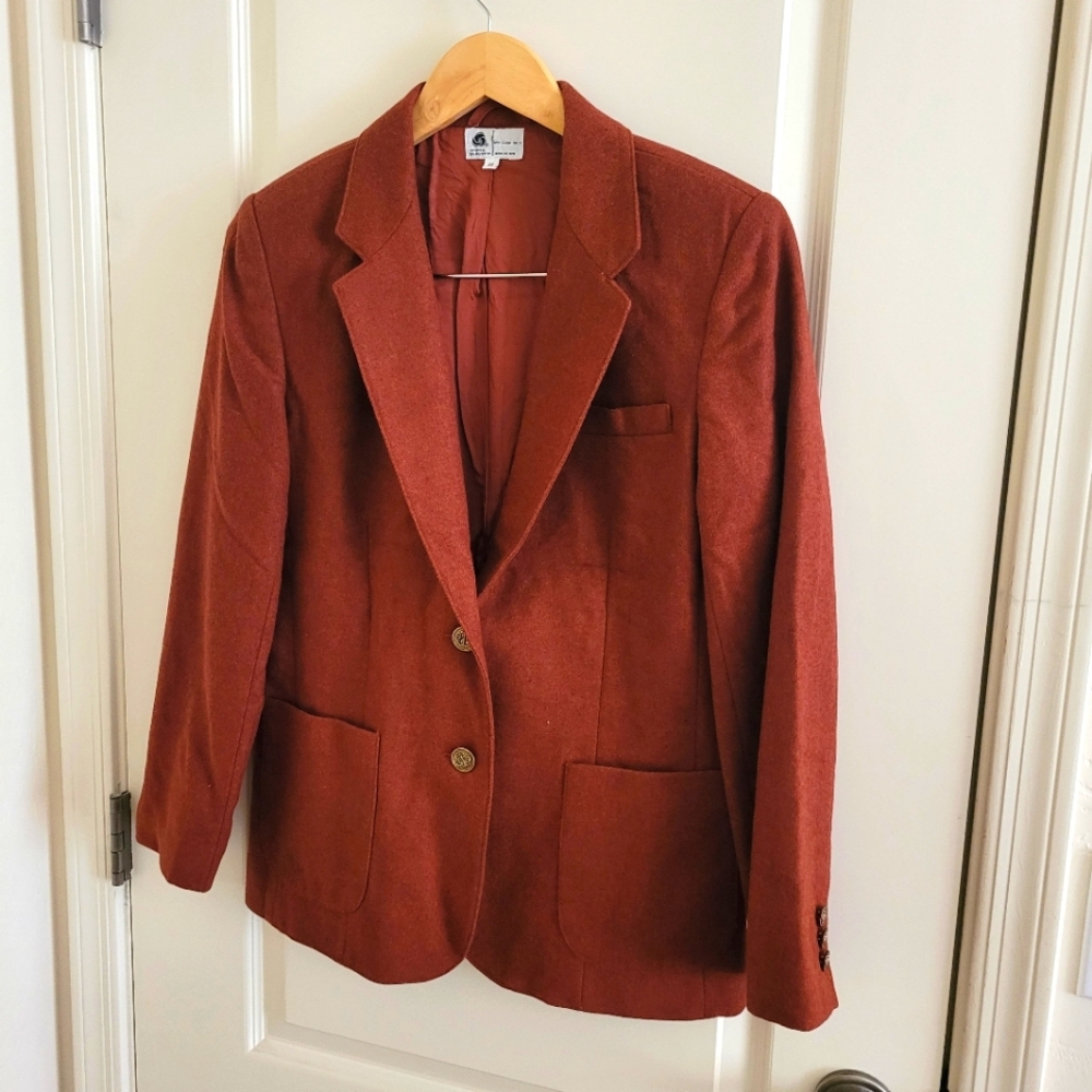 Wool blazer size 12 brick red